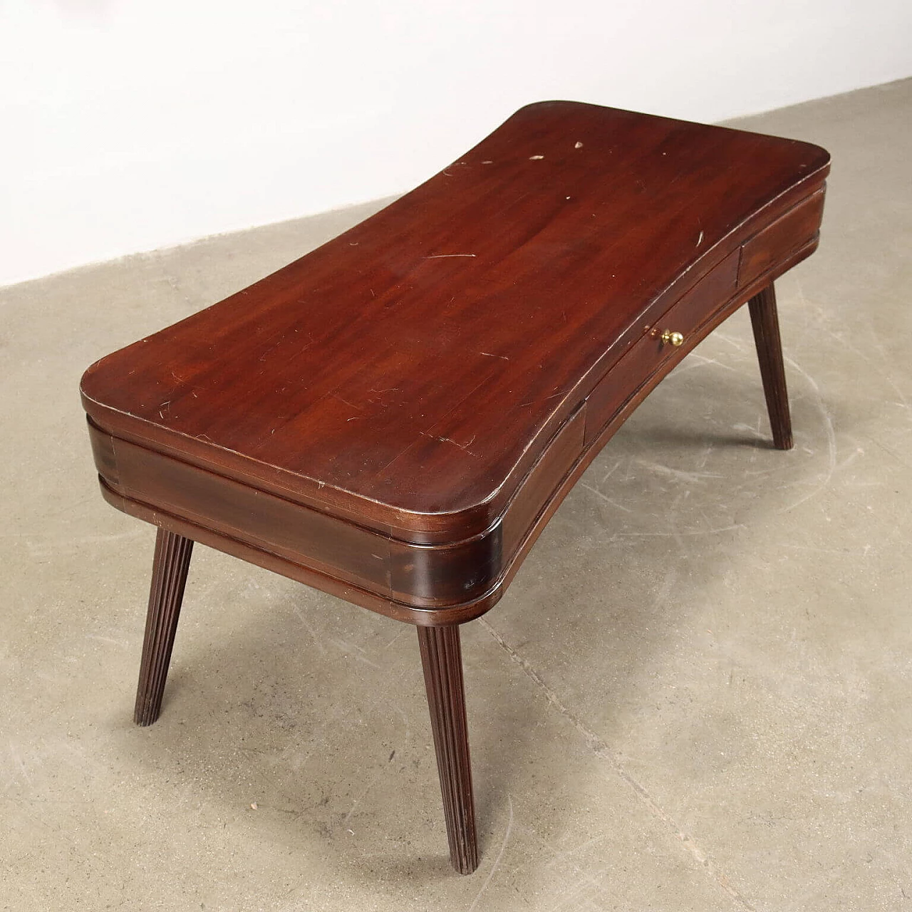 Coffee table in stained mahogany veneer with drawer, 1960s 3