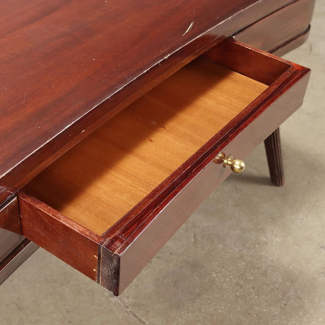 Coffee table in stained mahogany veneer with drawer, 1960s 5