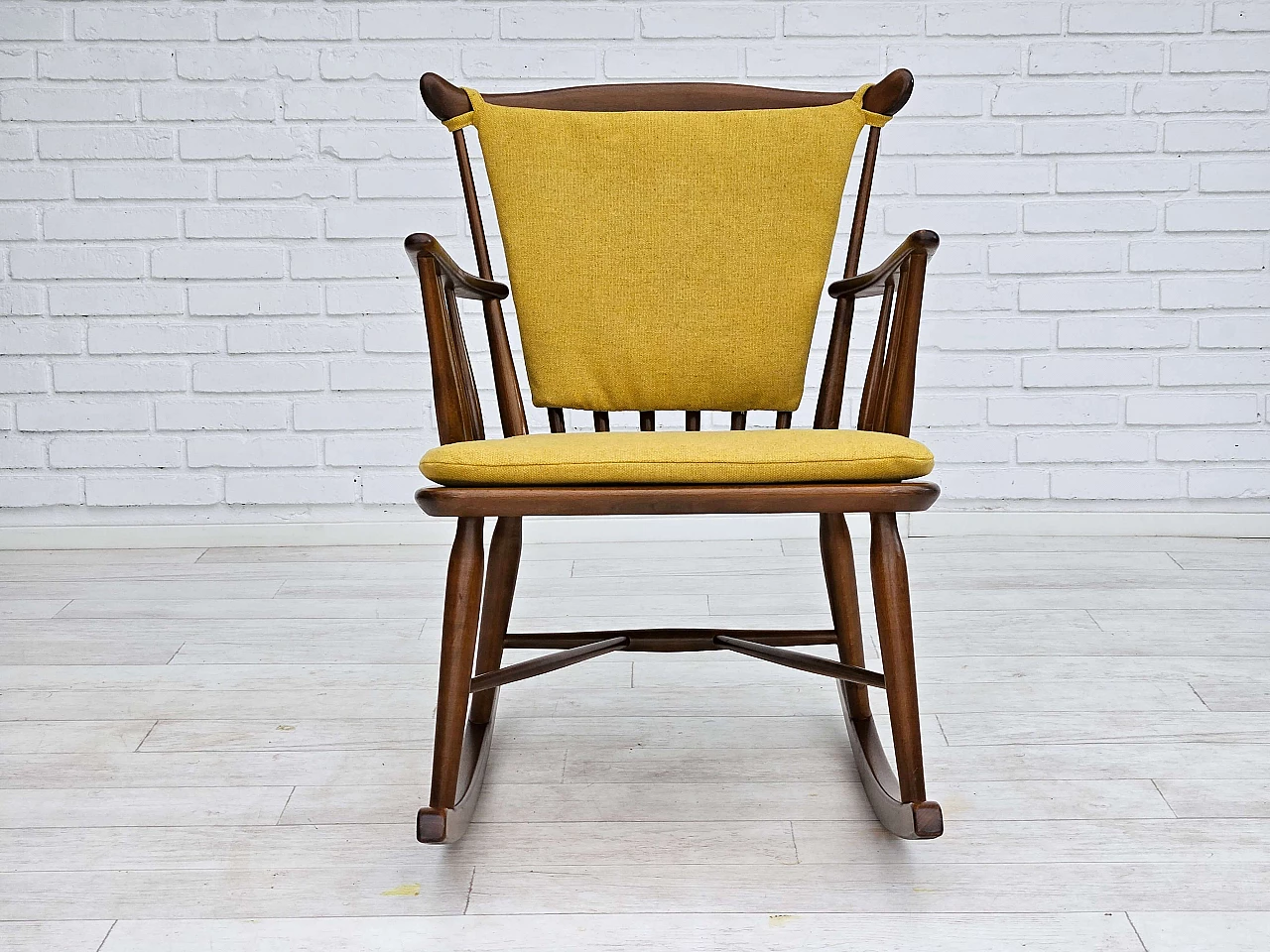 Danish beech and wool rocking chair by Farstrup Stolefabrik, 1960s 4
