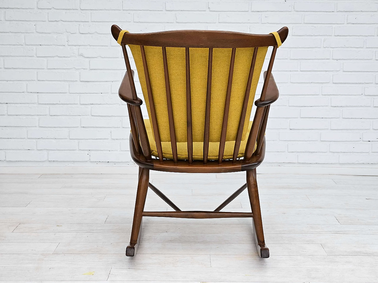 Danish beech and wool rocking chair by Farstrup Stolefabrik, 1960s 9