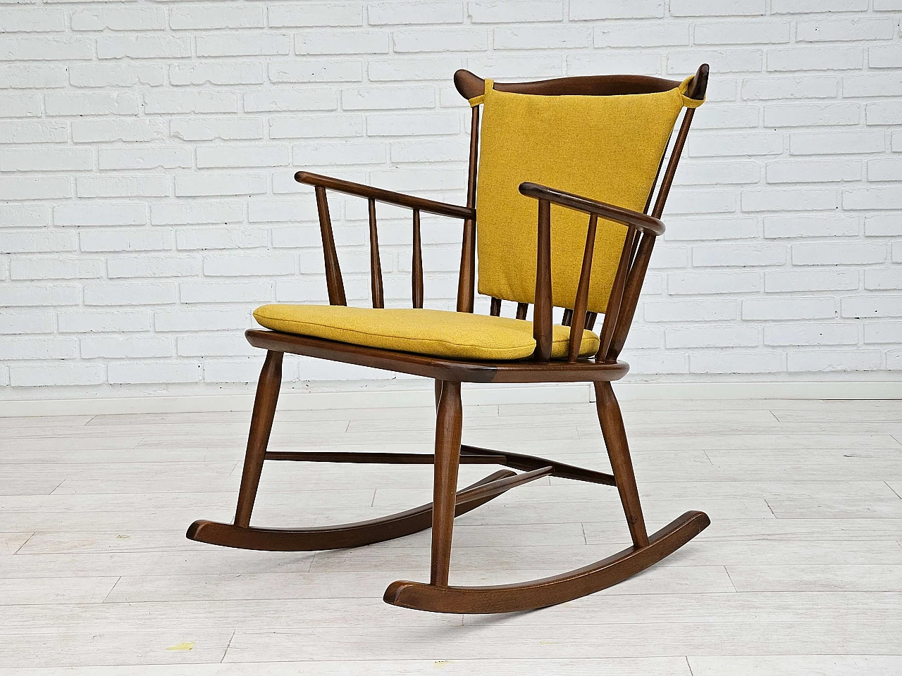Danish beech and wool rocking chair by Farstrup Stolefabrik, 1960s 11