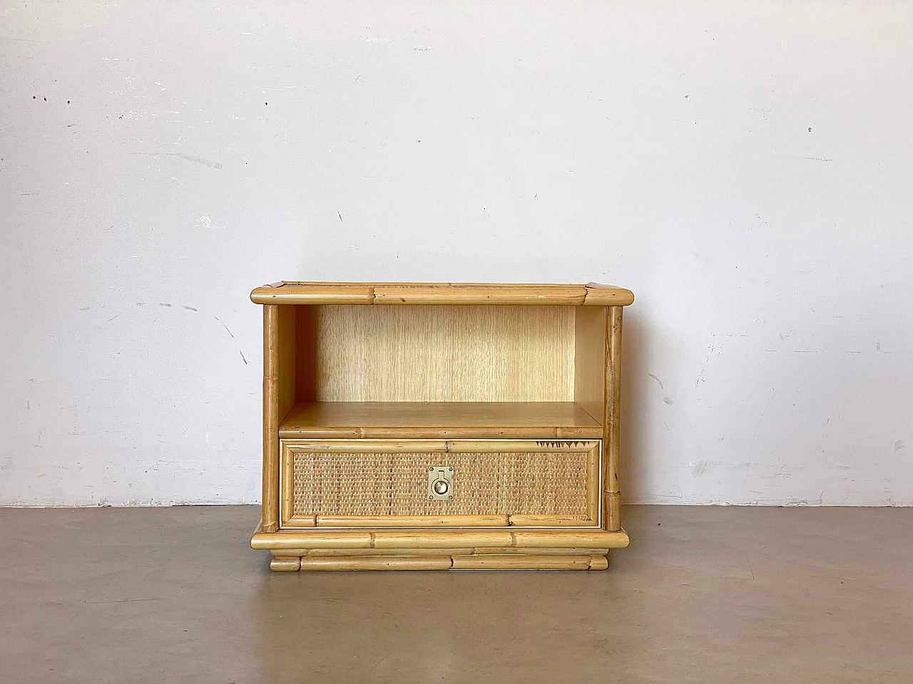 Pair of bamboo and wicker bedside tables by Dal Vera, 1970s 3