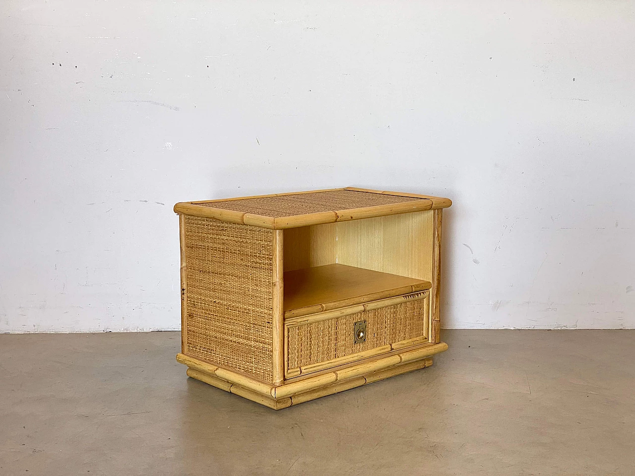 Pair of bamboo and wicker bedside tables by Dal Vera, 1970s 4