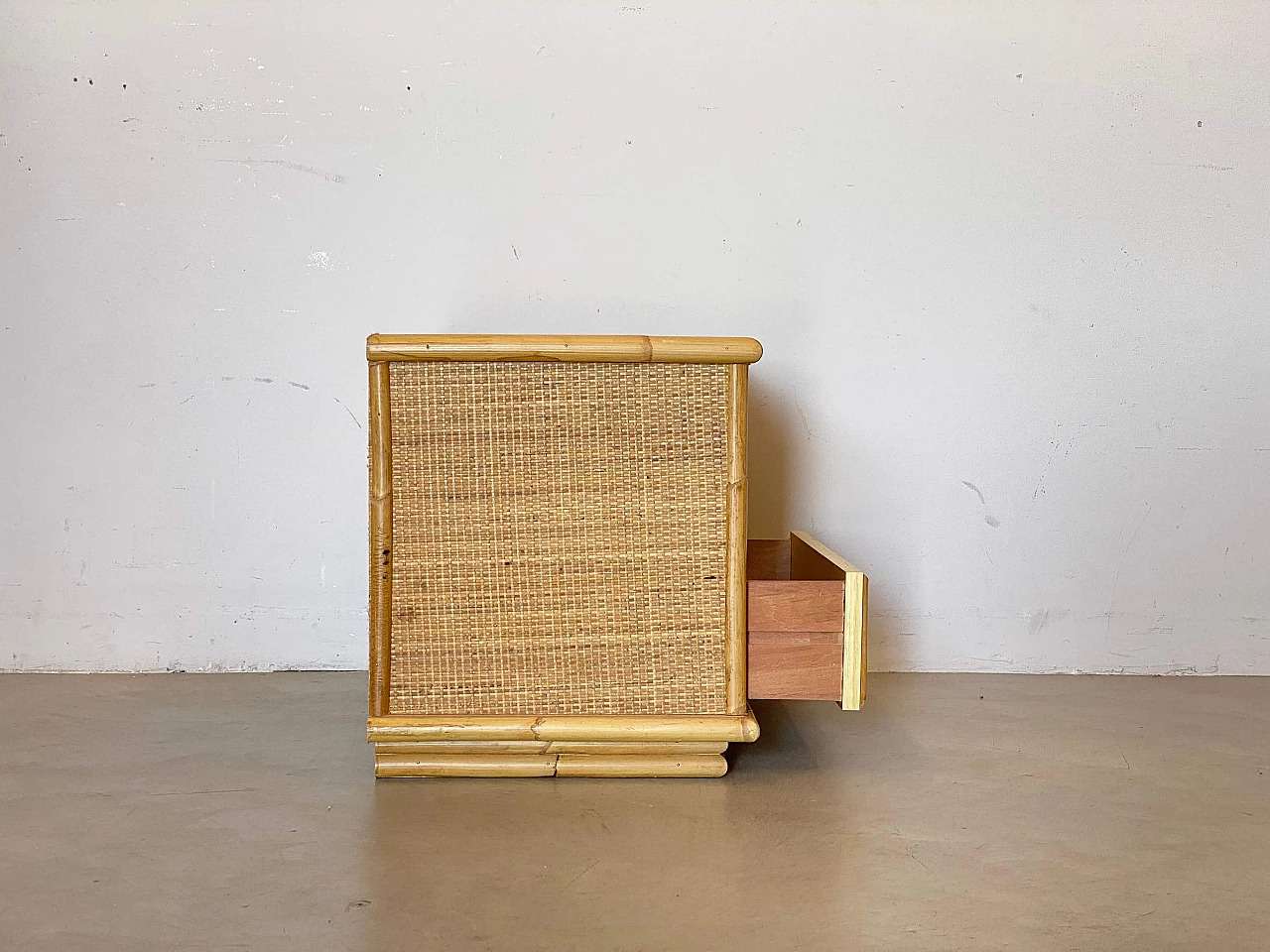 Pair of bamboo and wicker bedside tables by Dal Vera, 1970s 5