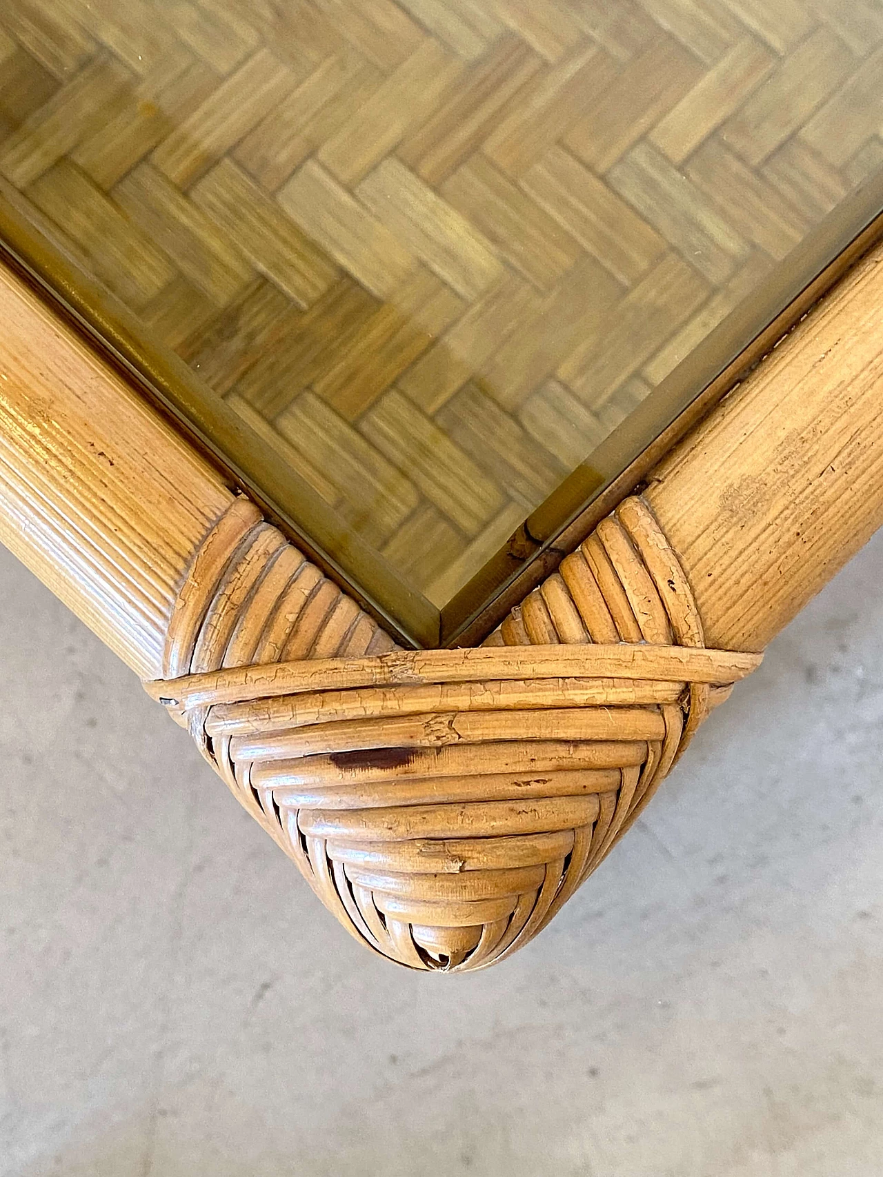 Pair of bamboo and wicker bedside tables in the style of Dal Vera, 1970s 8