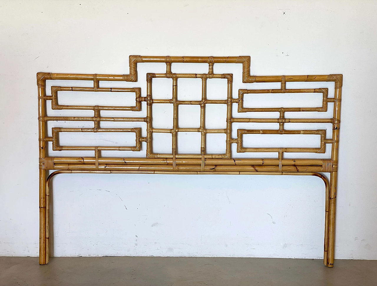 Testiera per letto in vimini e bambù nello stile di Vivai del Sud, anni '70 1