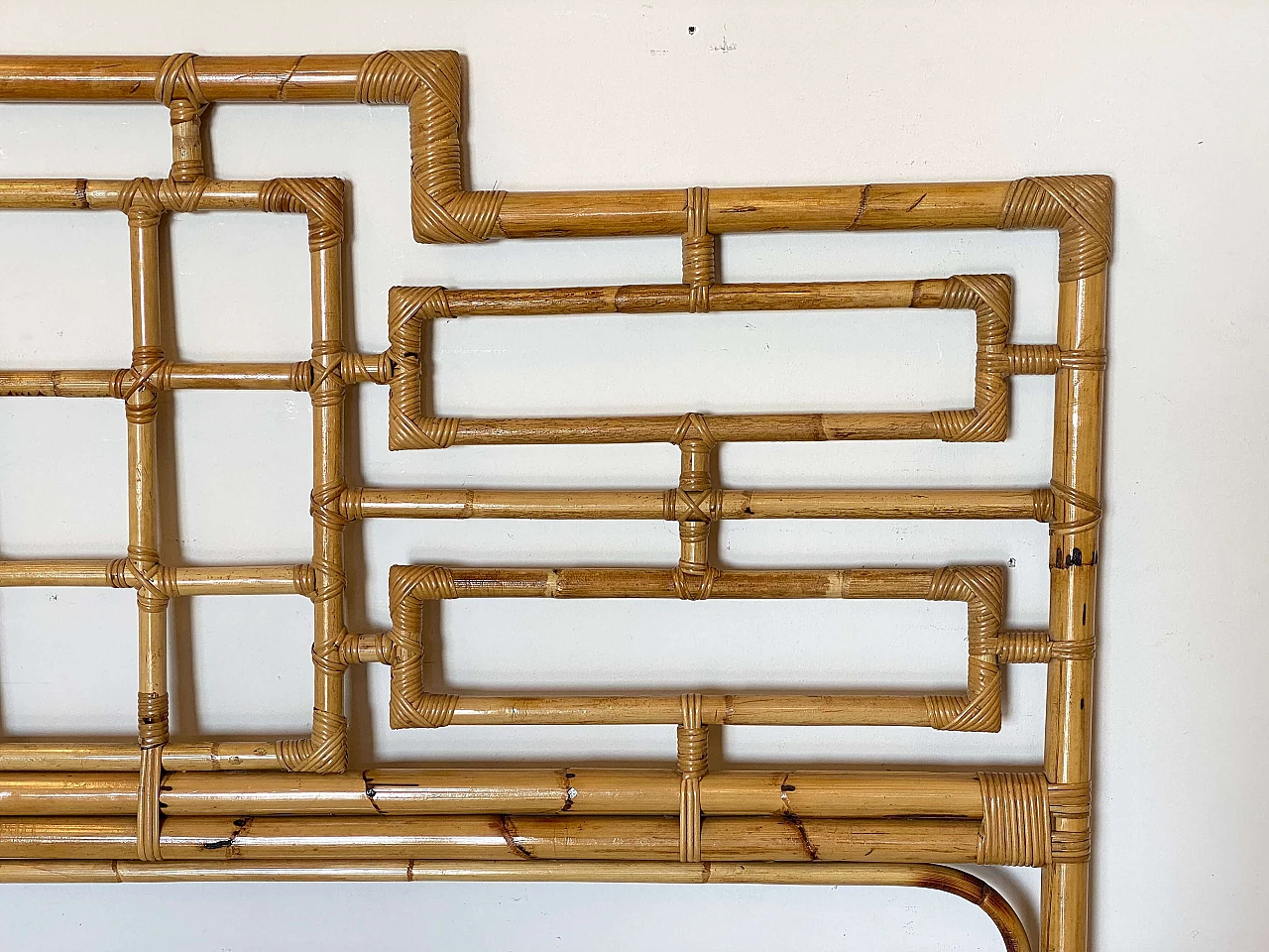 Testiera per letto in vimini e bambù nello stile di Vivai del Sud, anni '70 2