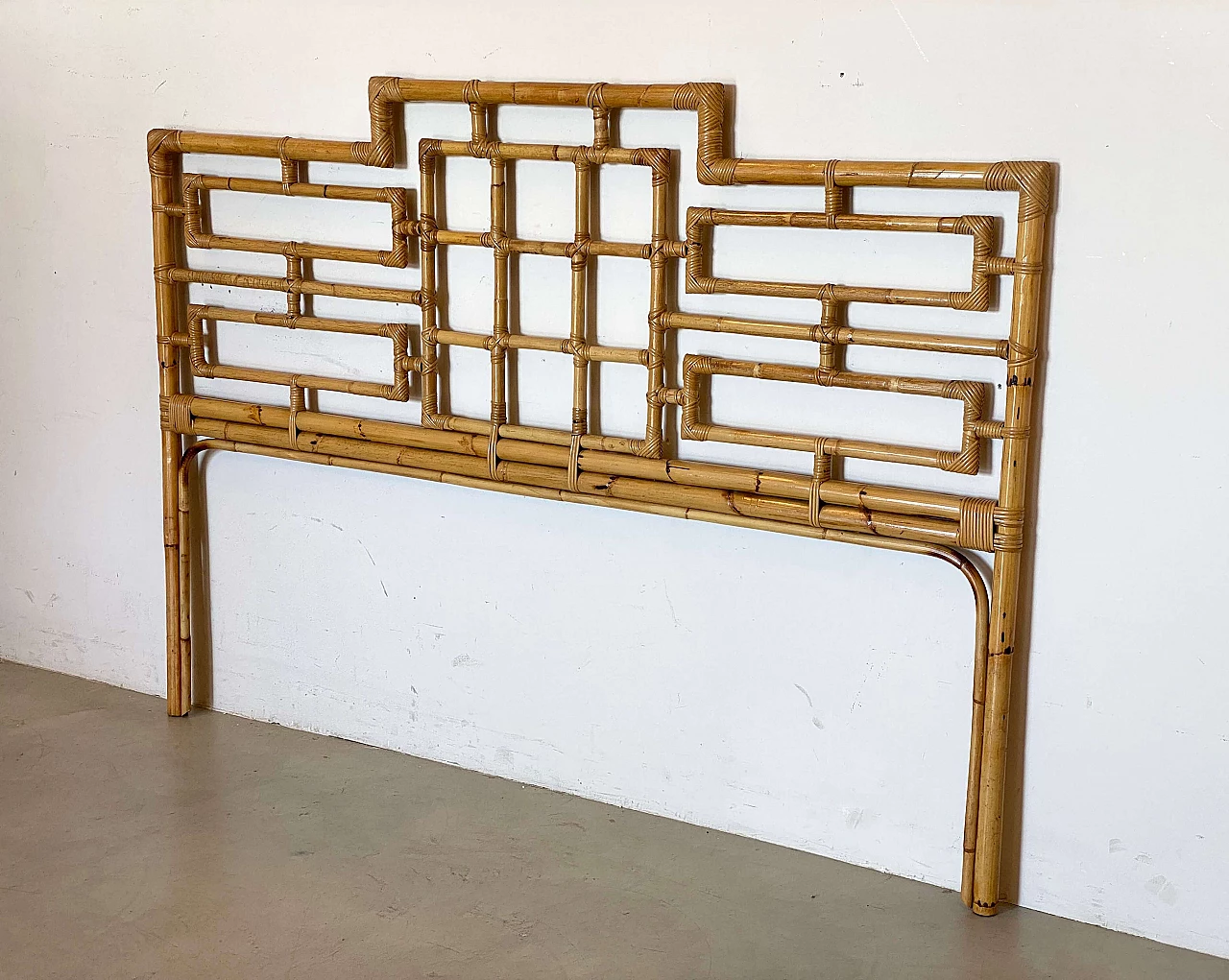 Testiera per letto in vimini e bambù nello stile di Vivai del Sud, anni '70 6
