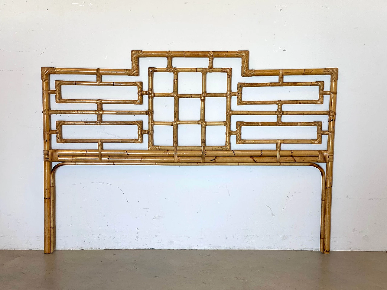 Testiera per letto in vimini e bambù nello stile di Vivai del Sud, anni '70 7