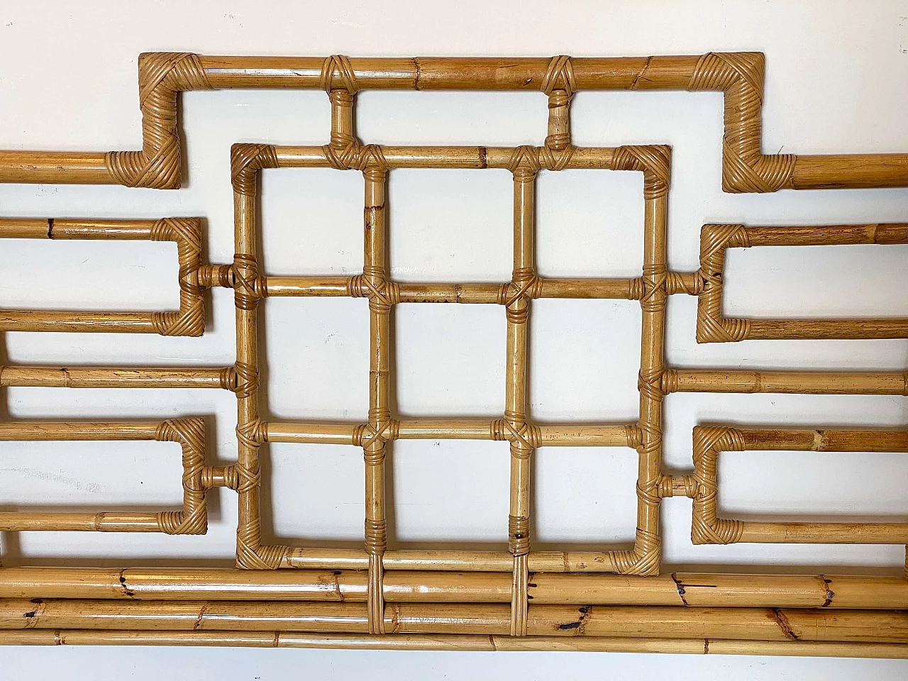 Testiera per letto in vimini e bambù nello stile di Vivai del Sud, anni '70 8