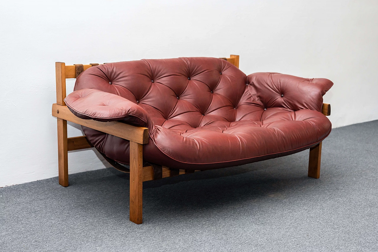 Love Seat leather sofa in the style of Percival Lafer, 1970s 1