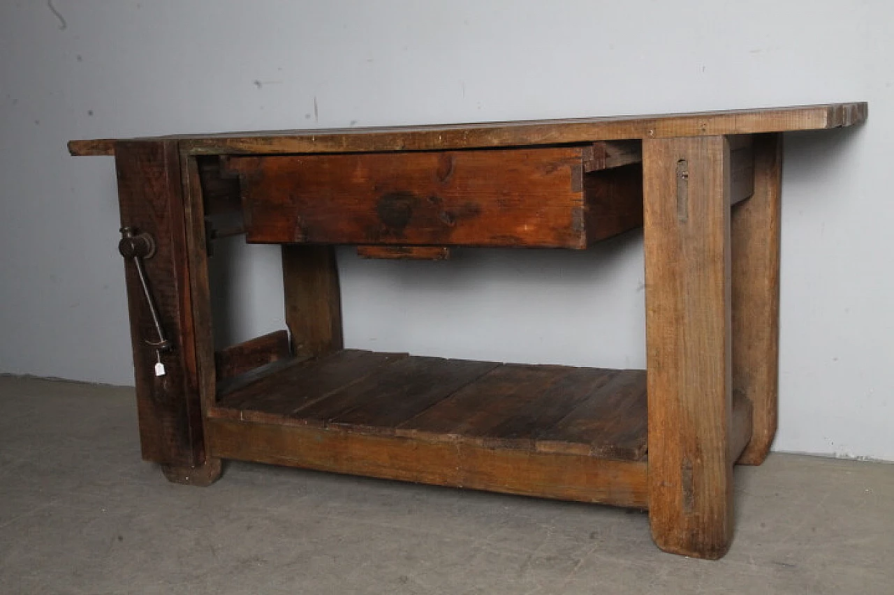 Solid elm carpenter's bench, 19th century 2