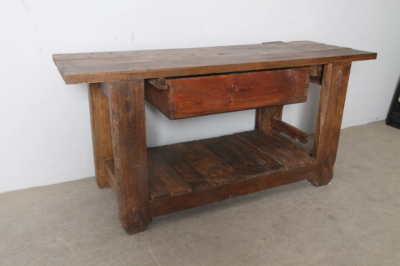 Solid elm carpenter's bench, 19th century 8