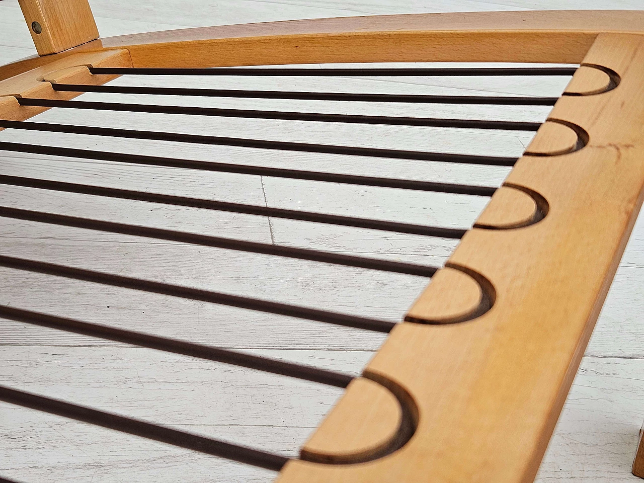 Pair of Danish wool and bentwood lounge chairs, 1970s 13