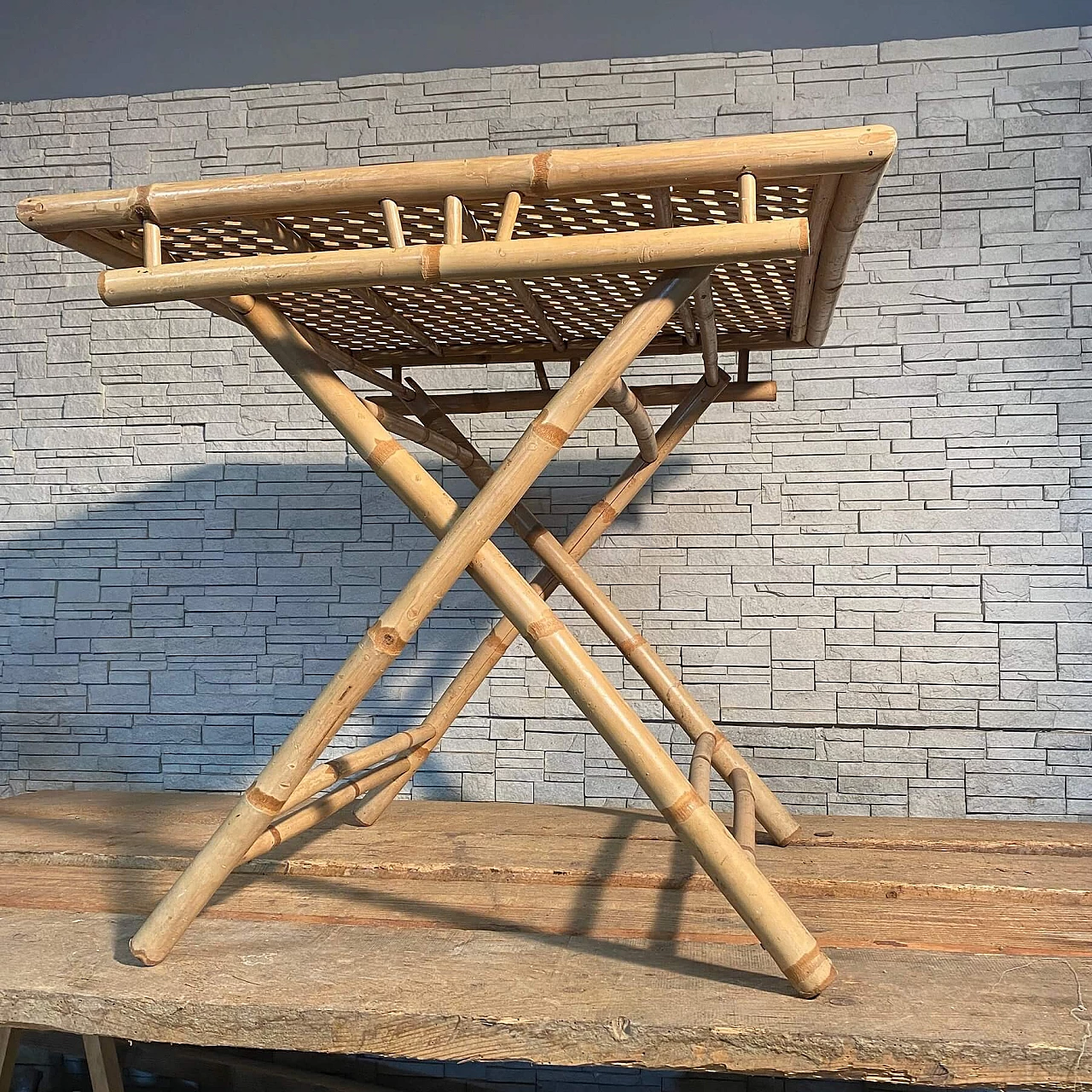 Bamboo folding garden table, 1990s 2