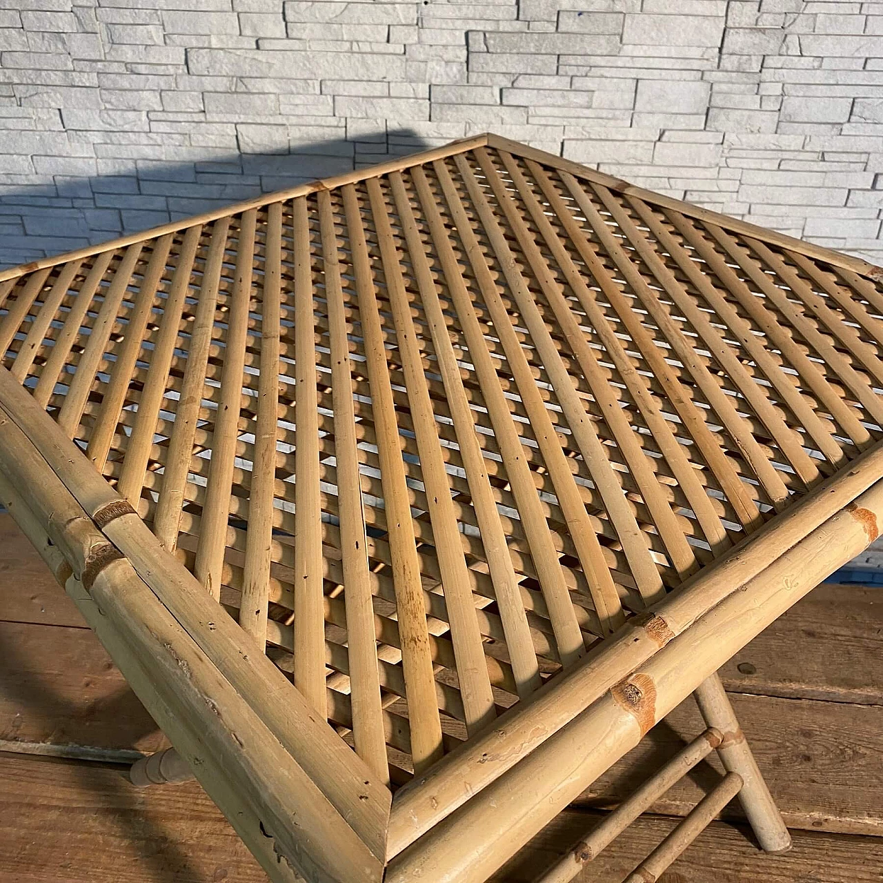 Bamboo folding garden table, 1990s 4