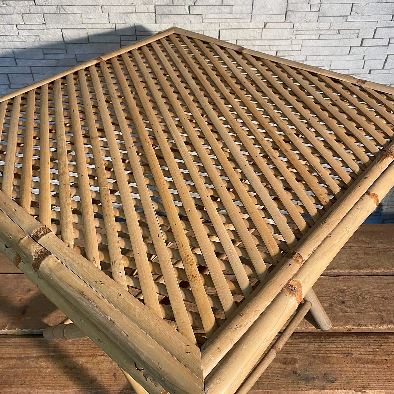 Bamboo folding garden table, 1990s 7