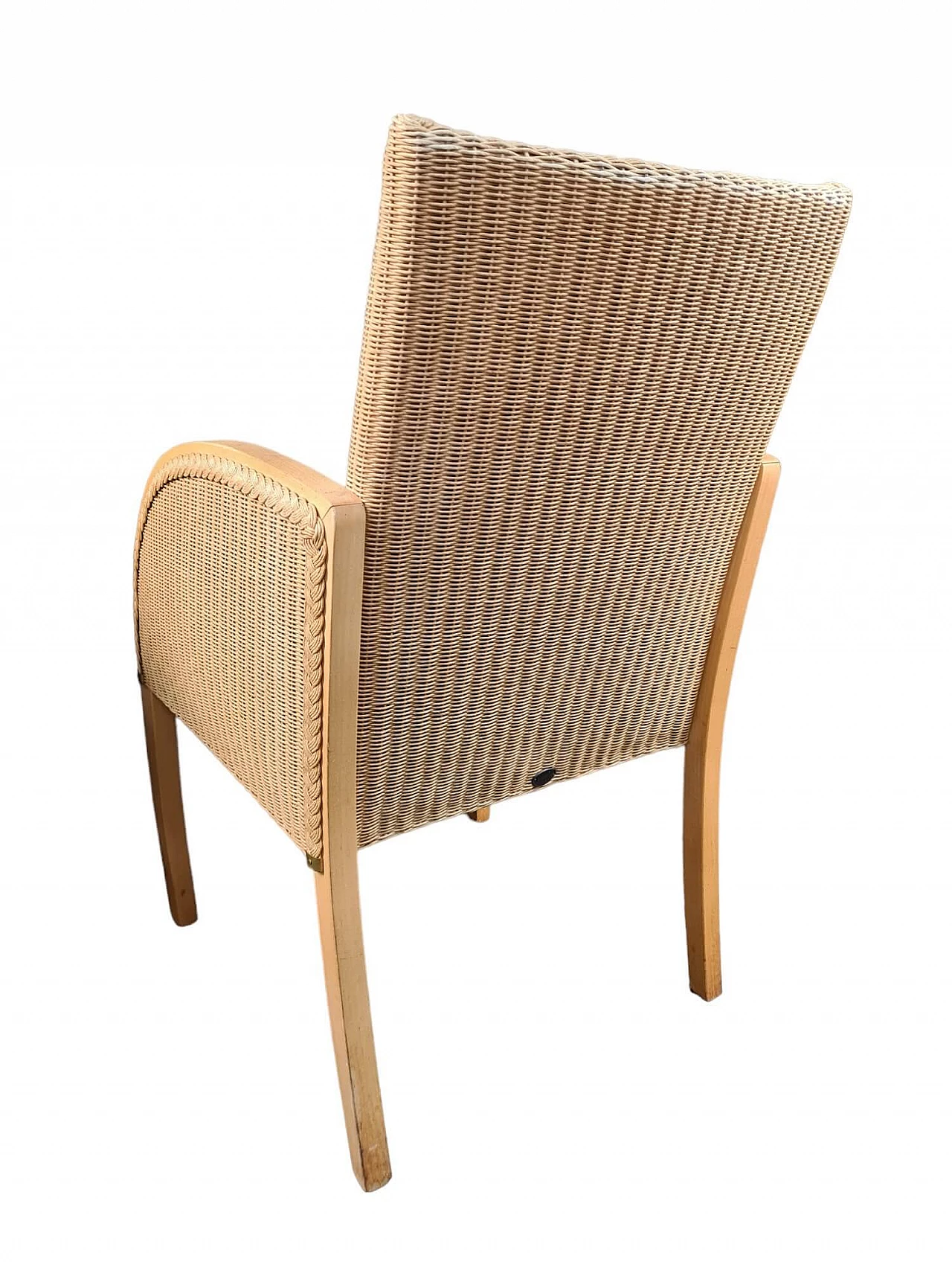 Pair of wood, rattan and leather armchairs by Lloyd Loom 7