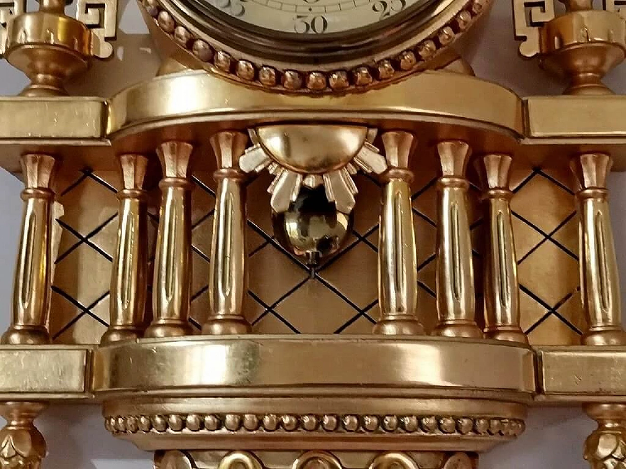 Scandinavian gilded wood wall clock and pair of wall lights 30