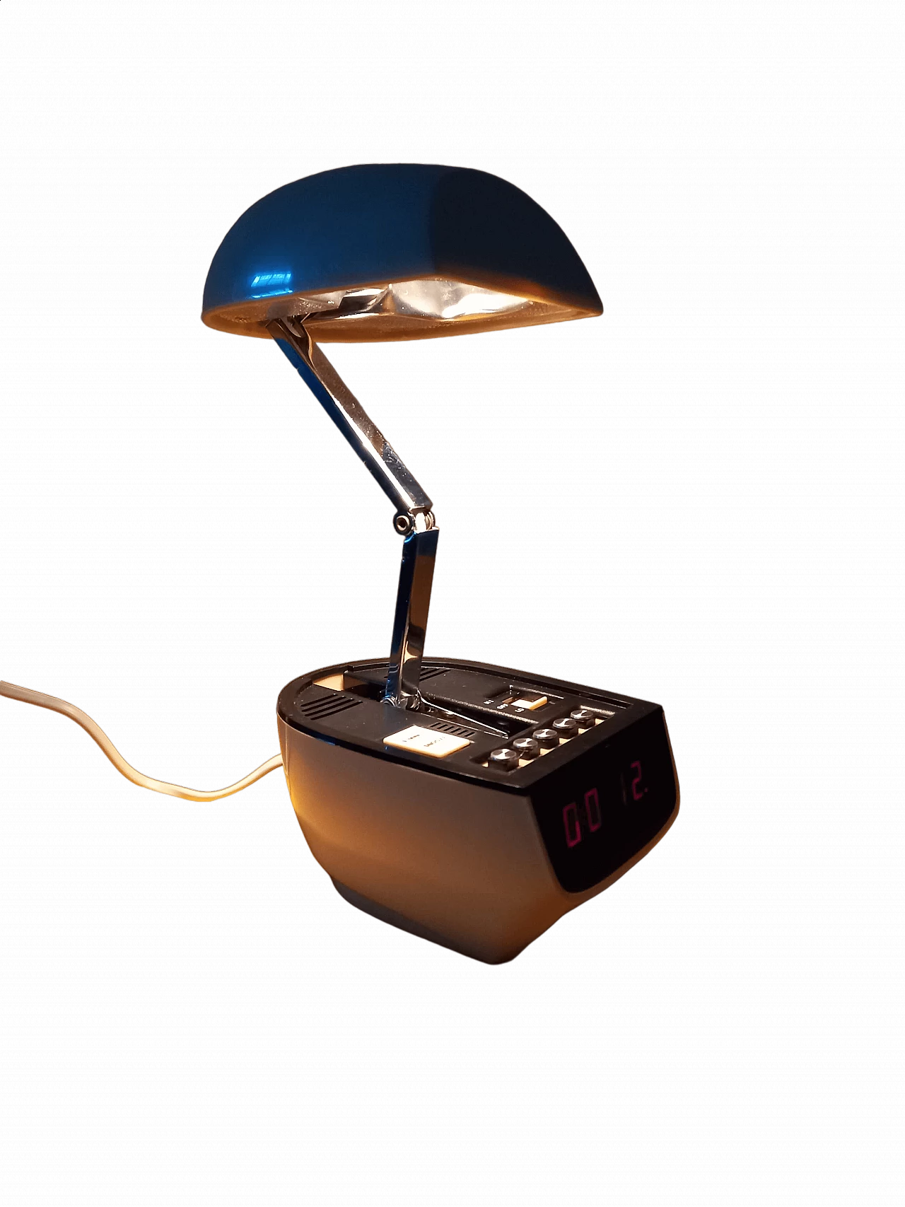 Beige plastic table lamp with alarm clock, 1970s 11