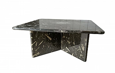 Fossil Black marble coffee table, 1980s