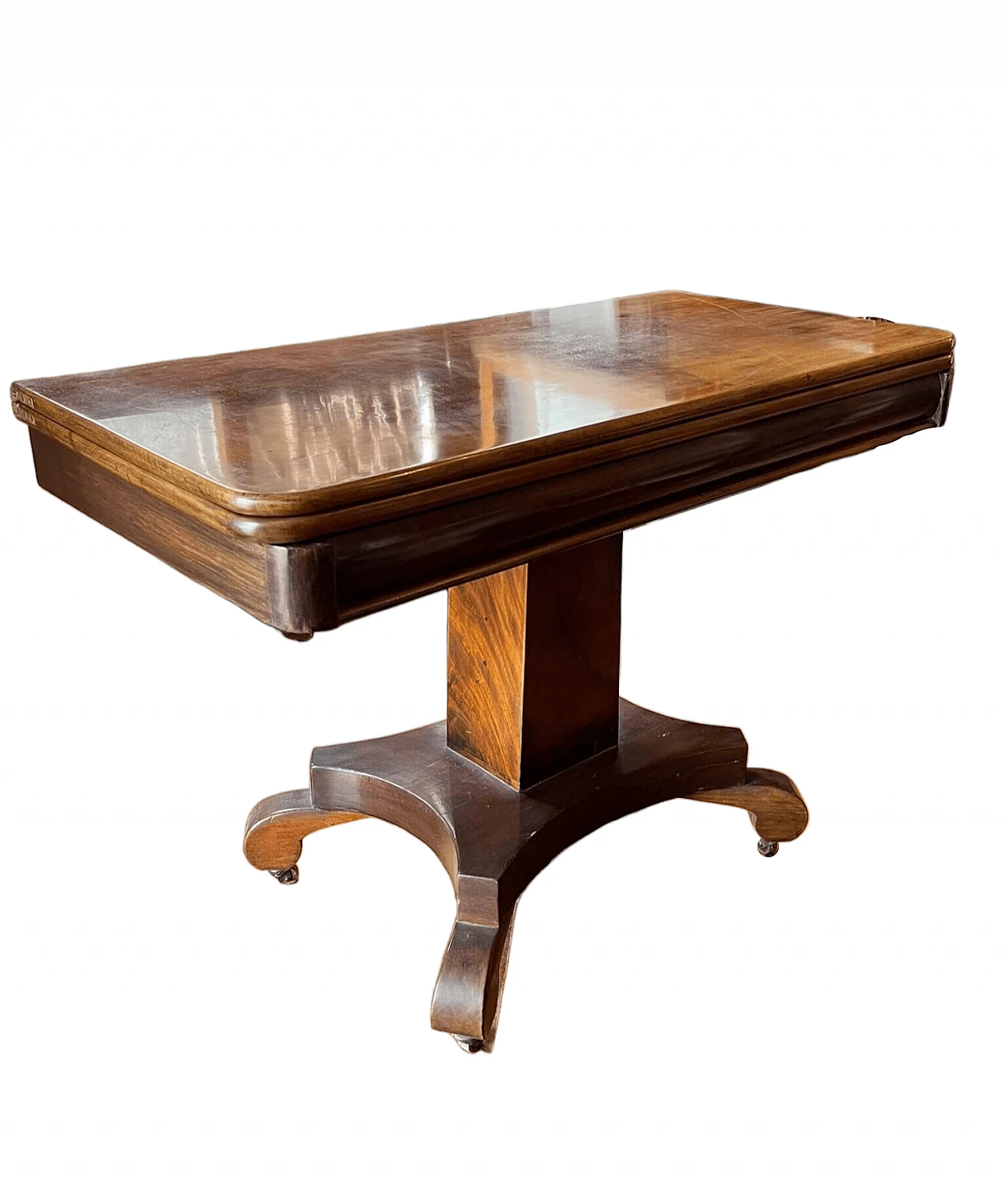 Tavolo Guglielmo IV in mogano con piano girevole e scomparti, '800 4