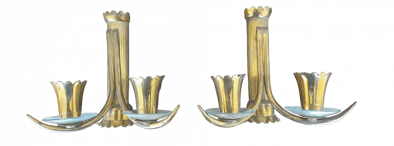 Pair of brass and cut glass wall lights by Pietro Chiesa, 1950s 18