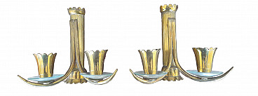Pair of brass and cut glass wall lights by Pietro Chiesa, 1950s
