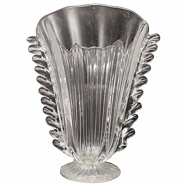 Transparent Murano glass vase by Barovier and Toso, 1930s