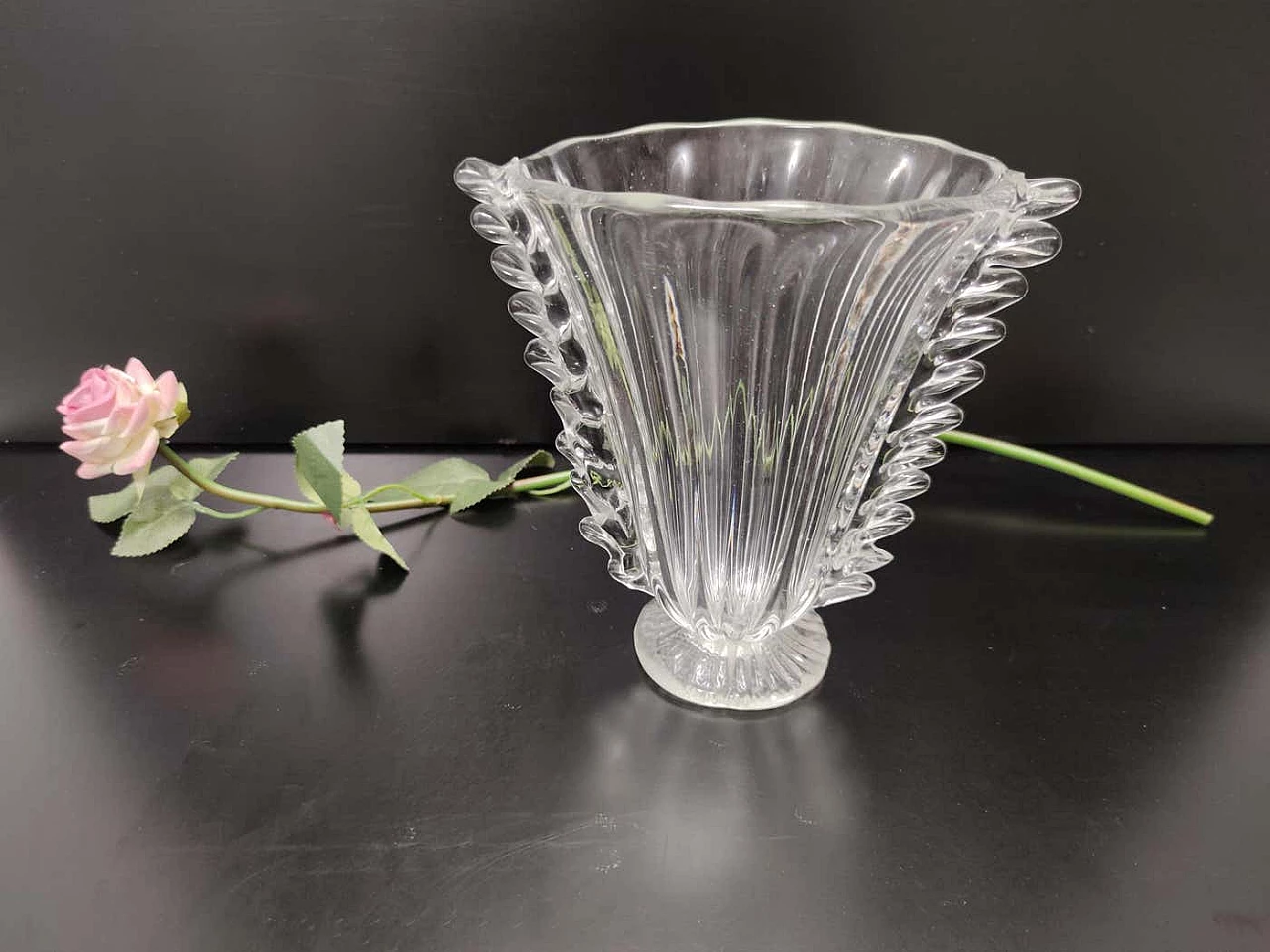 Transparent Murano glass vase by Barovier and Toso, 1930s 2