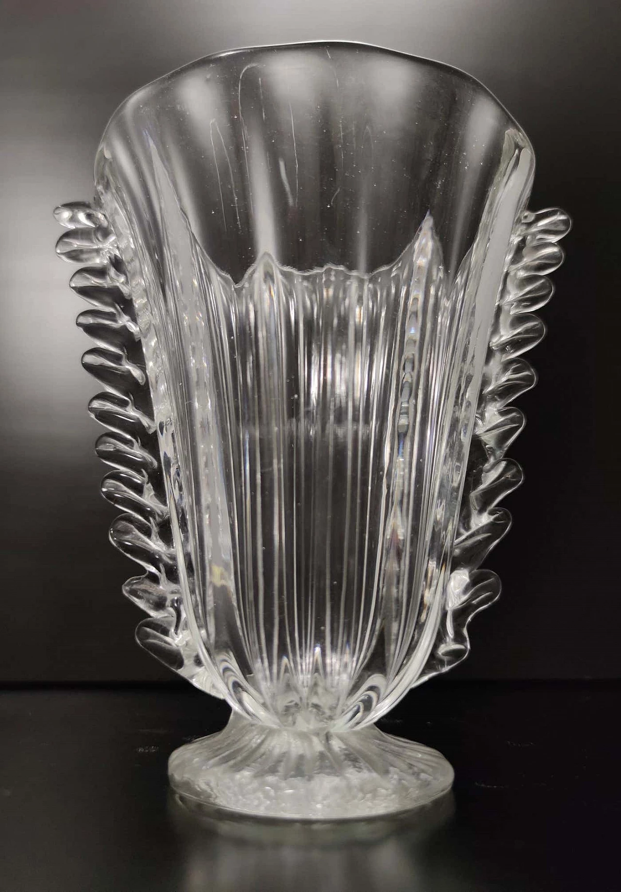 Transparent Murano glass vase by Barovier and Toso, 1930s 9