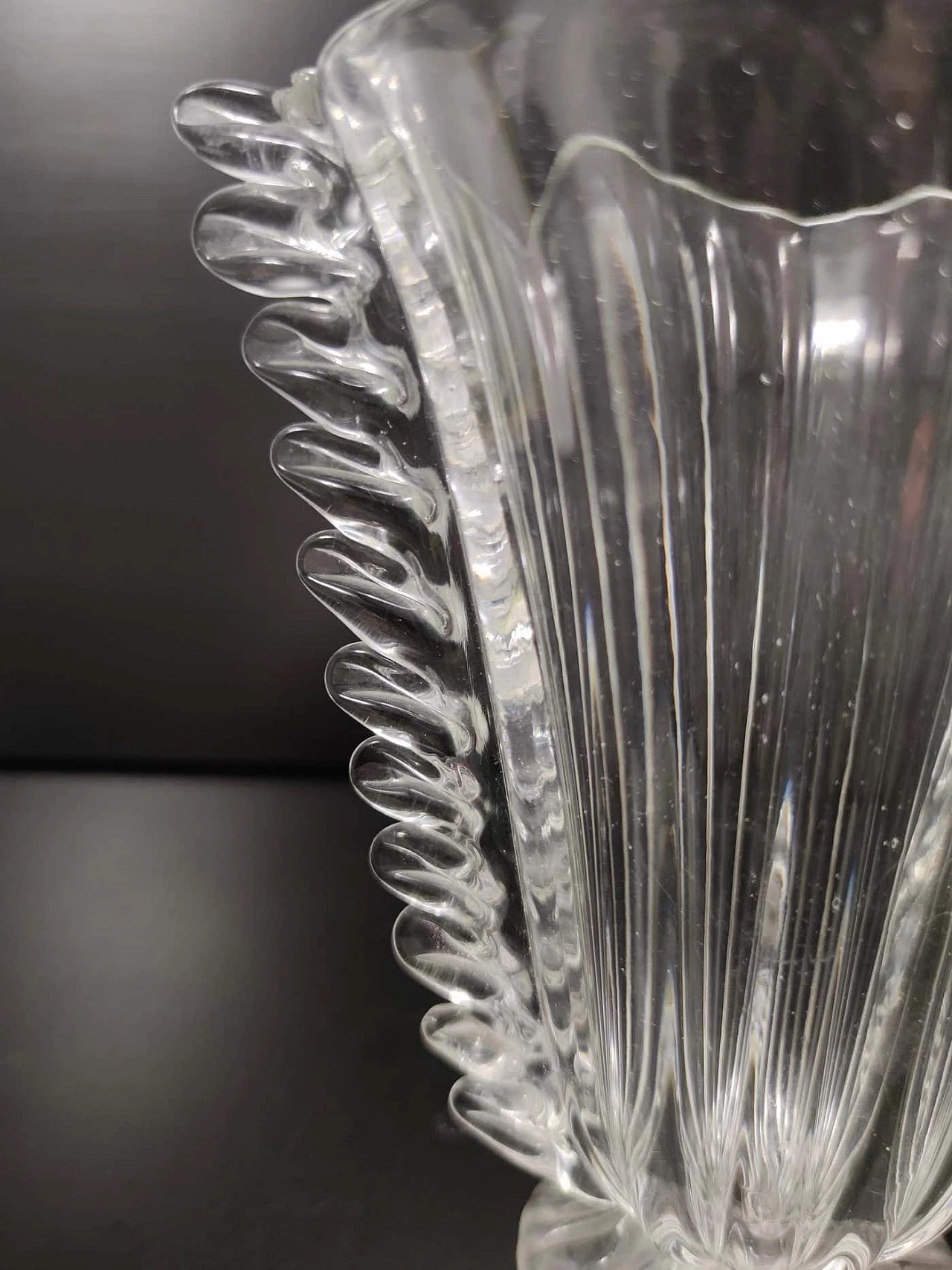 Transparent Murano glass vase by Barovier and Toso, 1930s 12
