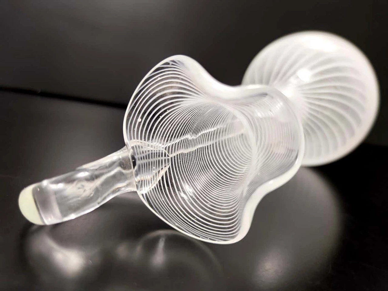 Murano glass jug with white and transparent canes, 1950s 5