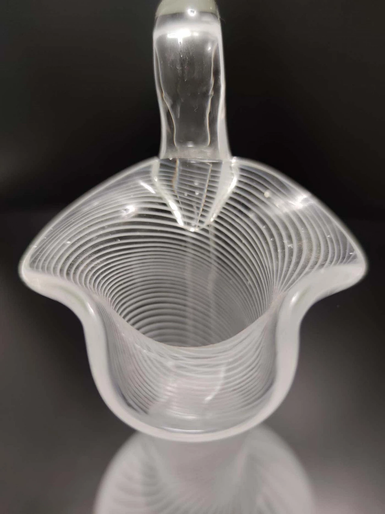 Murano glass jug with white and transparent canes, 1950s 6