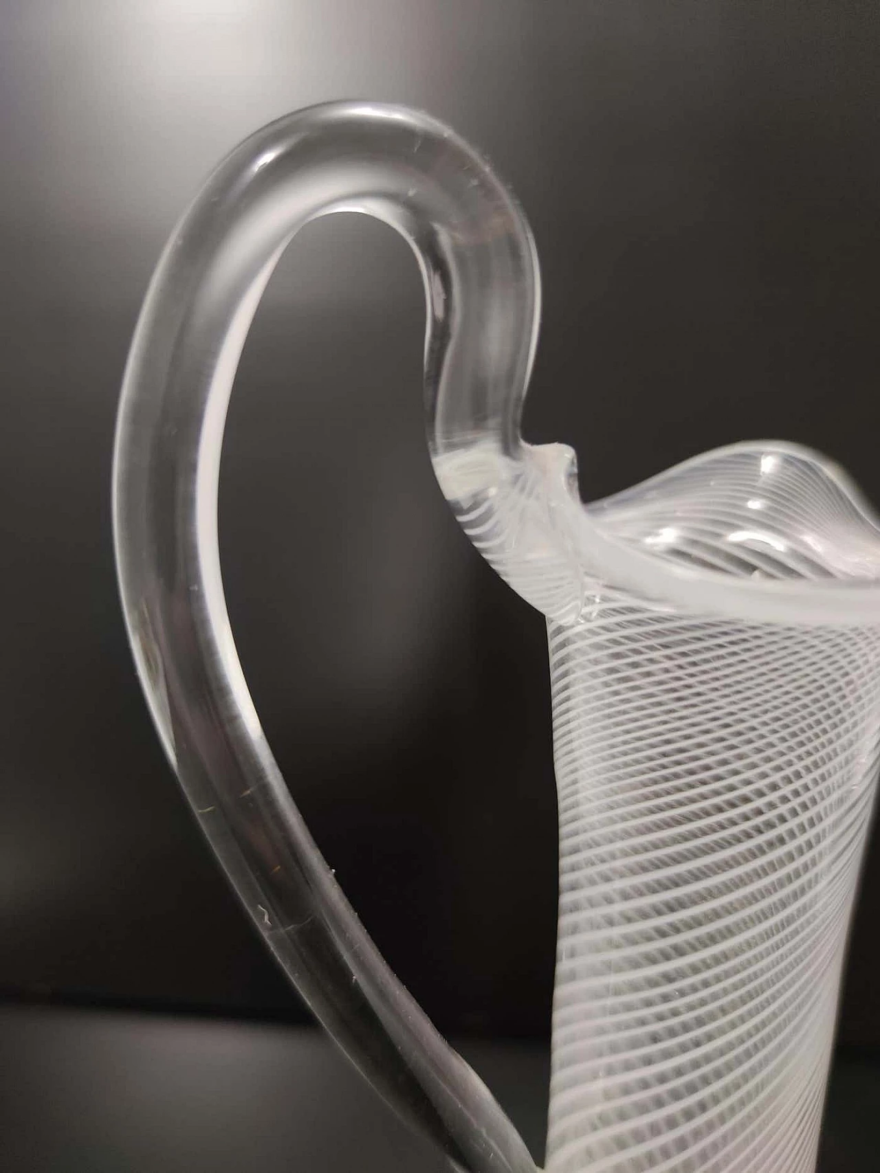 Murano glass jug with white and transparent canes, 1950s 7