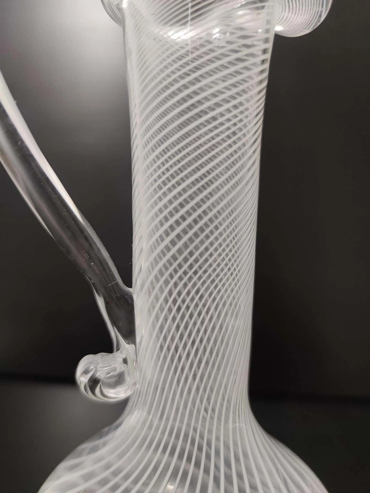 Murano glass jug with white and transparent canes, 1950s 8