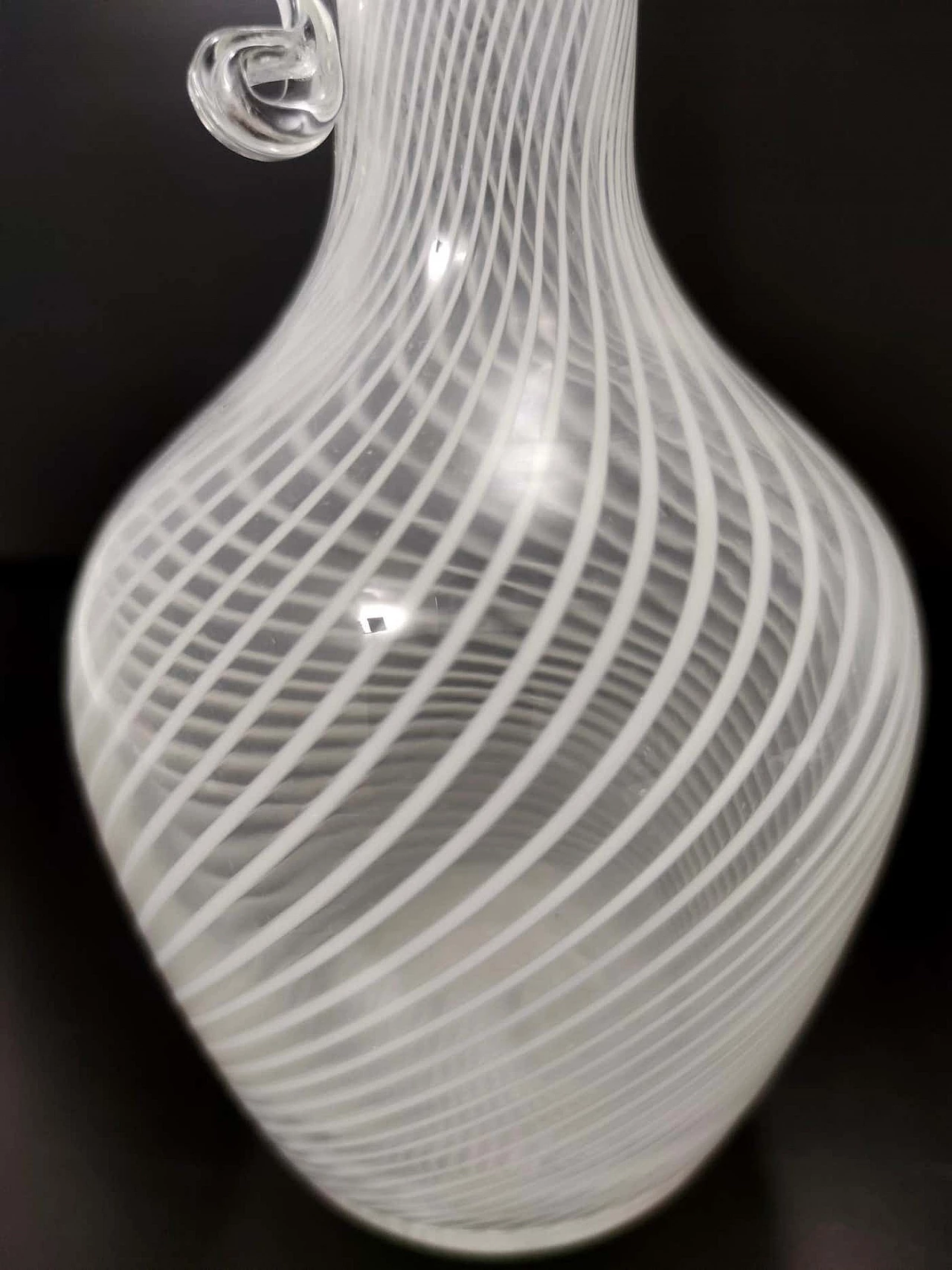 Murano glass jug with white and transparent canes, 1950s 9