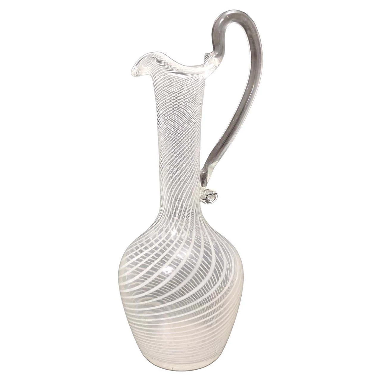 Murano glass jug with white and transparent canes, 1950s 11