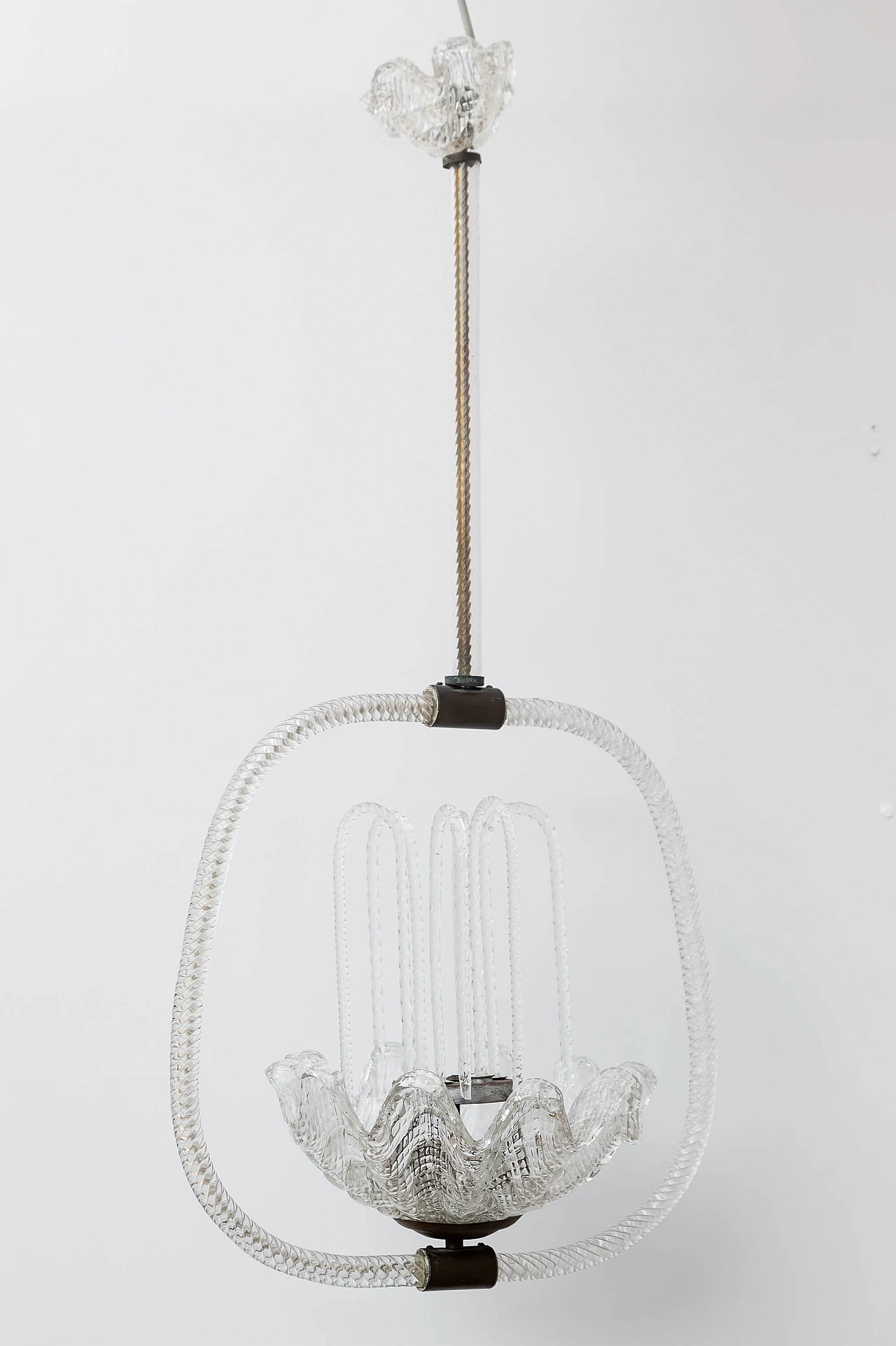 Lampadario in vetro di Murano attribuito a Barovier e Toso, '900 1