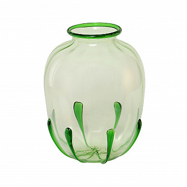 Vaso in vetro soffiato verde di Vittorio Zecchin, anni '20