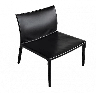 Lella armchair in black leather by Roberto Barbieri for Zanotta, 2000s