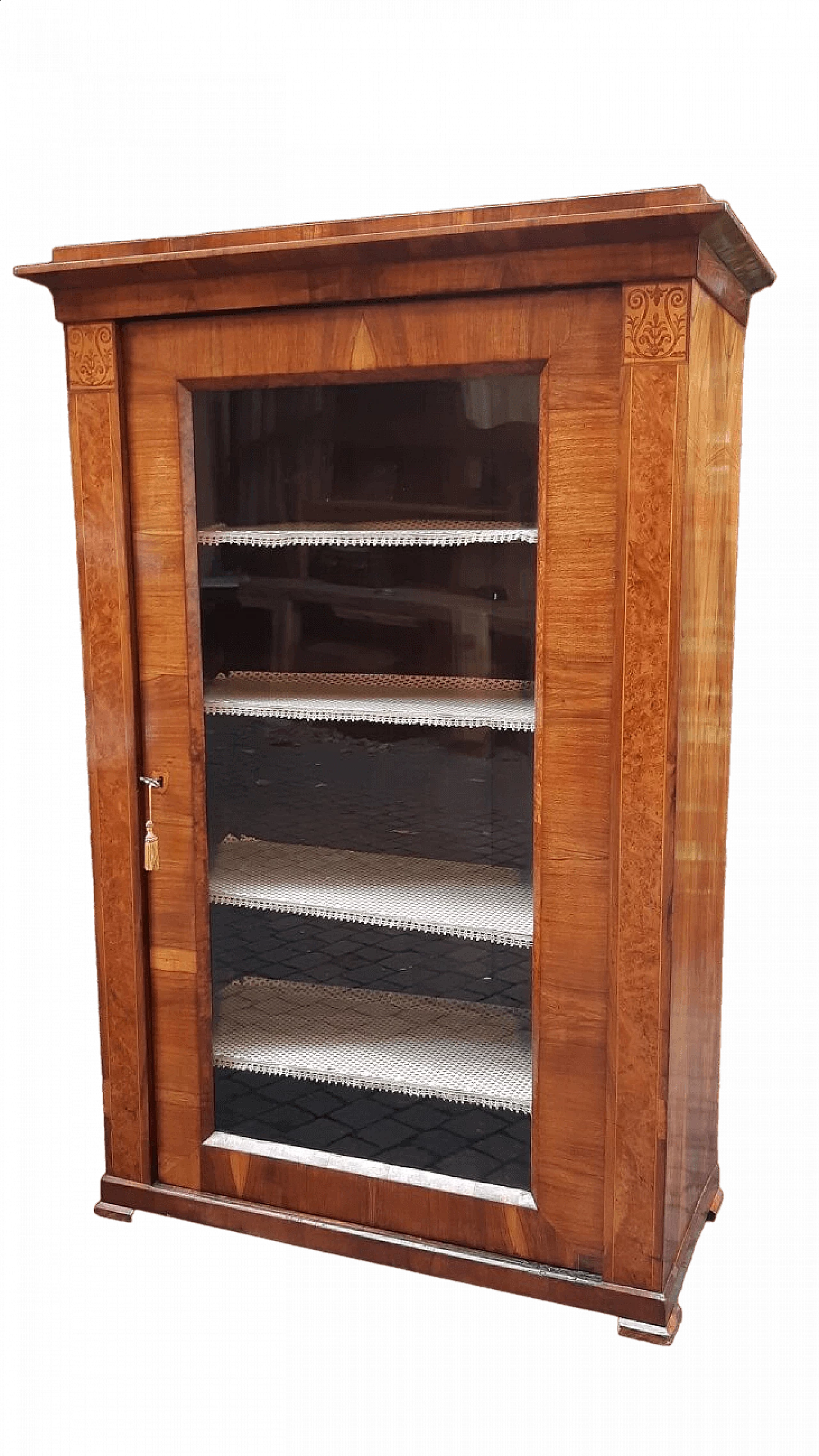 Viennese walnut, birch-root and maple glass cabinet, mid-19th century 10