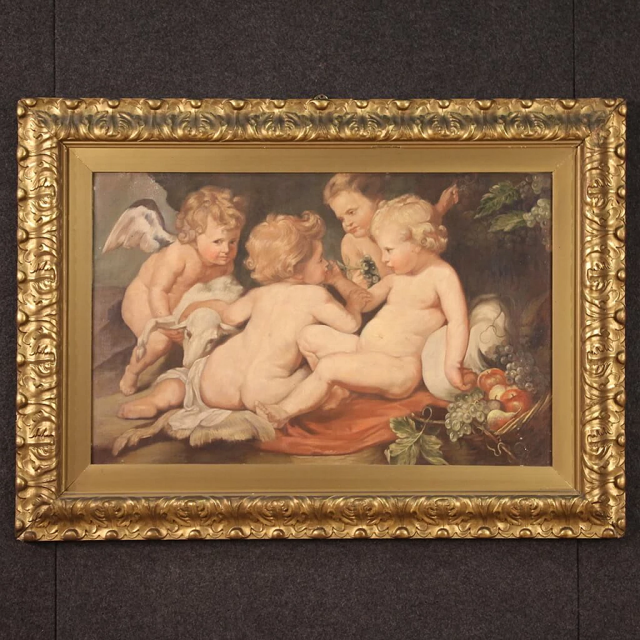 Gioco di putti, dipinto a tempera su tela 1