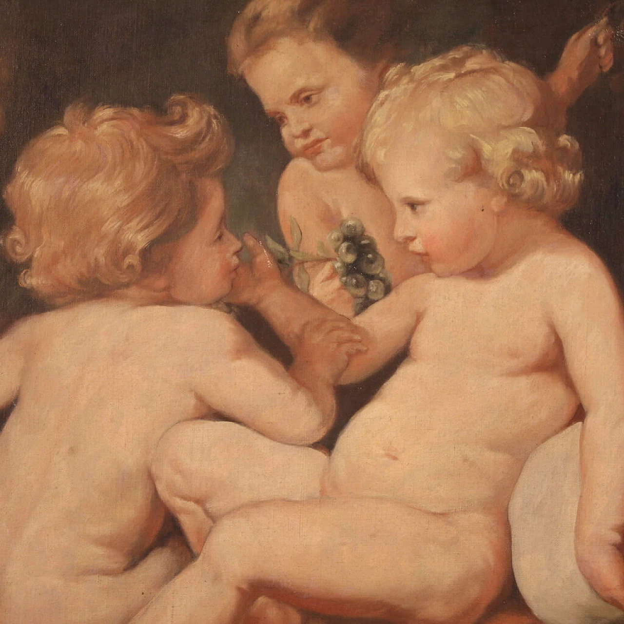 Gioco di putti, dipinto a tempera su tela 3