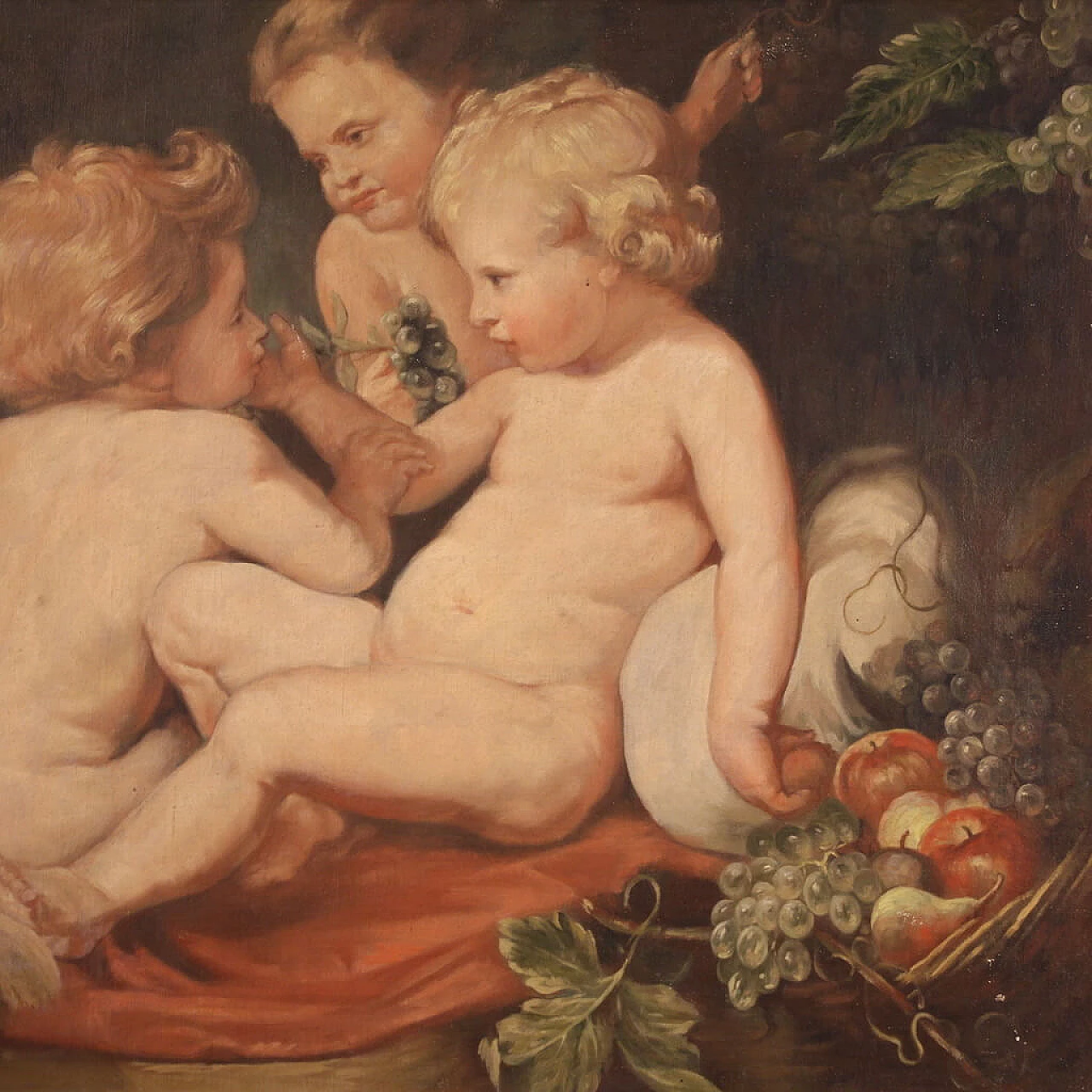 Gioco di putti, dipinto a tempera su tela 12