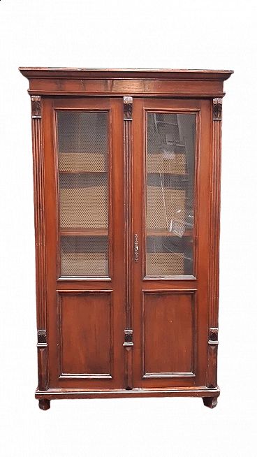 Viennese walnut and larch glass cabinet, 19th century