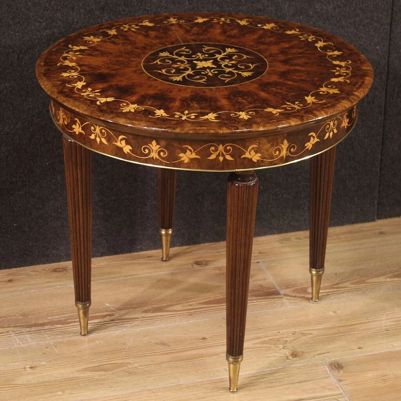 Inlaid coffee table in briar, maple and beech, 1960s 1