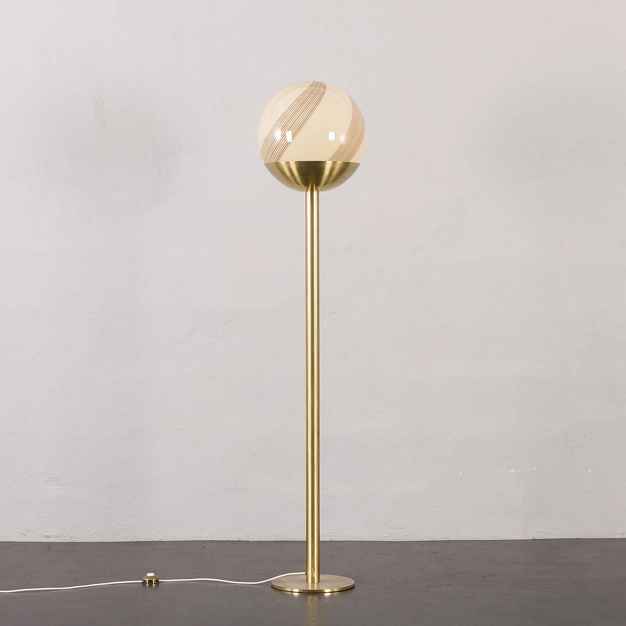 Brass and Murano glass floor lamp by Venini, 1960s 1