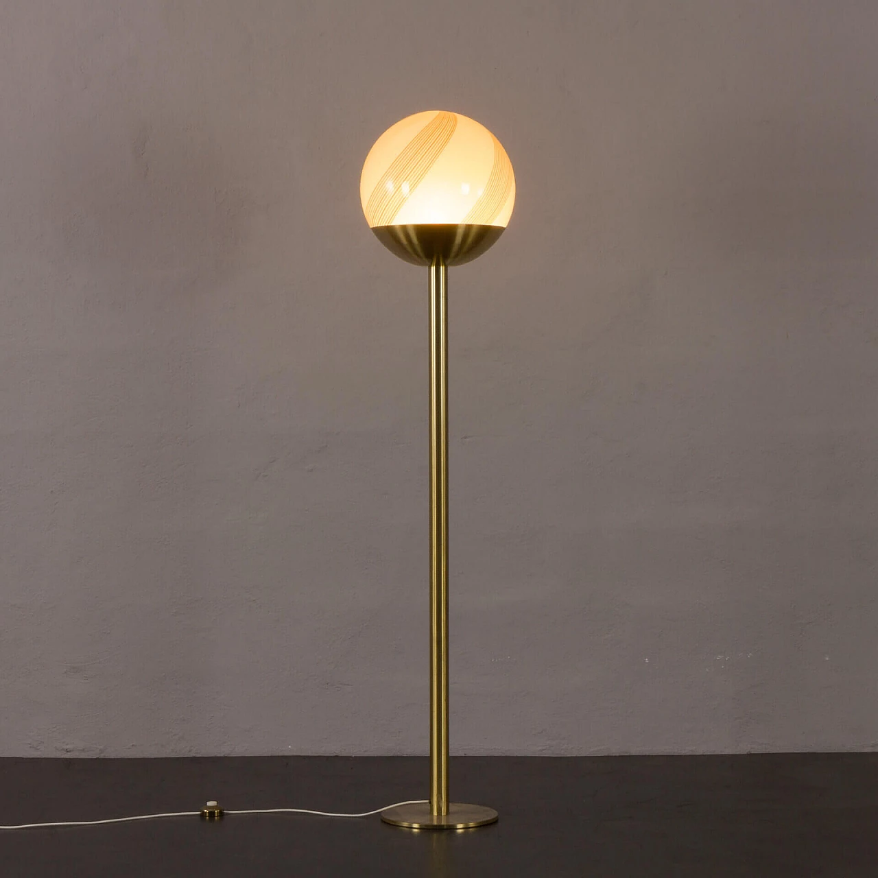 Brass and Murano glass floor lamp by Venini, 1960s 2
