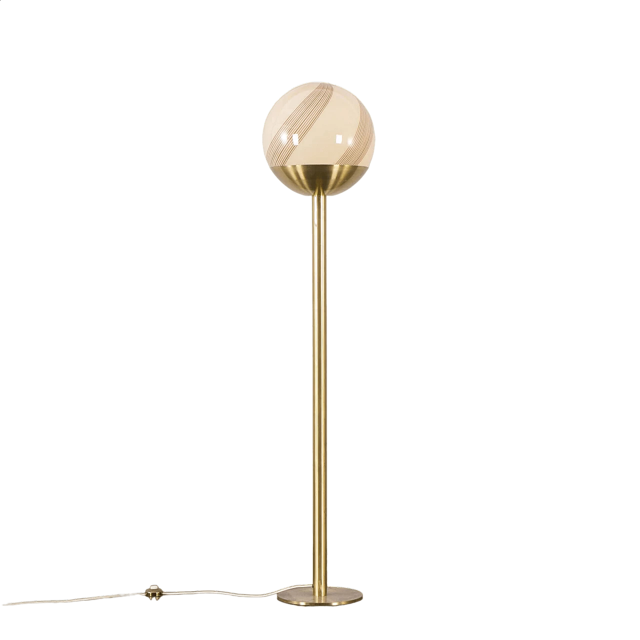 Brass and Murano glass floor lamp by Venini, 1960s 9